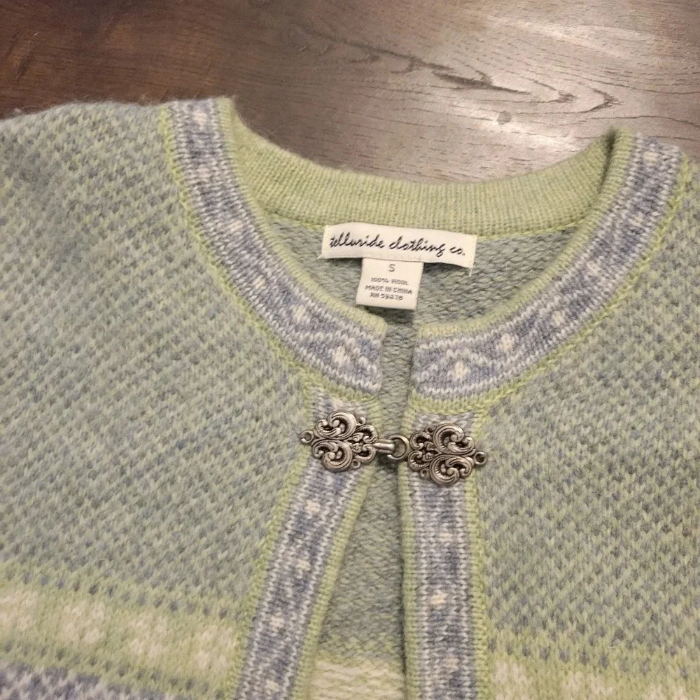 Telluride Clothing Company 100% Wool Nordic Fair Isle Cardigan Sweater Size S - Picture 3 of 5